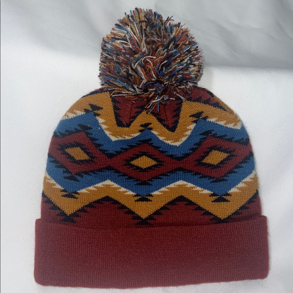 Colorful Knit Beanie with Pom Pom